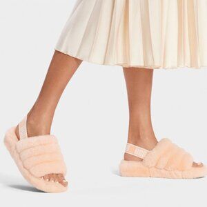 UGG Fluff Yeah Scallop Slides  Color: Peach Size 6